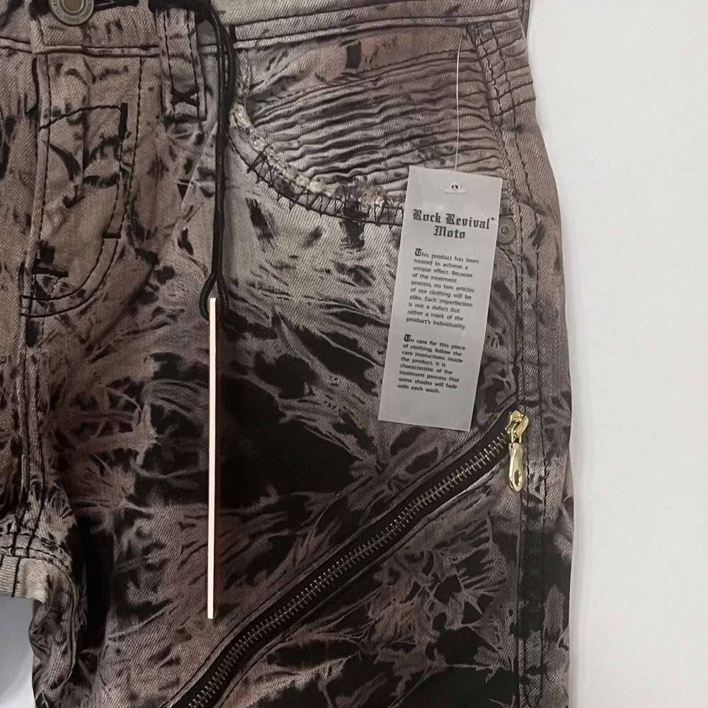 Rock Revival Jezek Jeans Skinny Straight Stretch Tie Rustic Dye Zippers Size 29